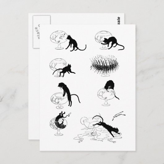 Kat en goudvis, Alexandre Steinlen Briefkaart (Voorkant / Achterkant)