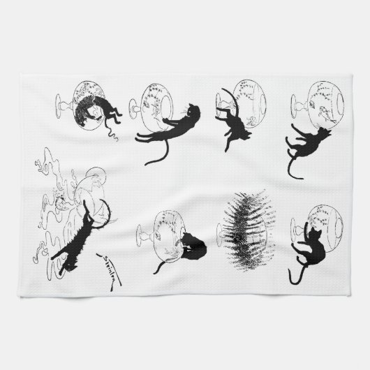 Kat en goudvis, Alexandre Steinlen Theedoek (Horizontaal)