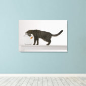 Kat en goudvis canvas afdruk (Insitu (Houten vloer))