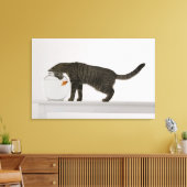 Kat en goudvis canvas afdruk (Insitu (Woonkamer))