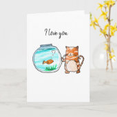 Kat en goudvis kaart (Gele Bloem)