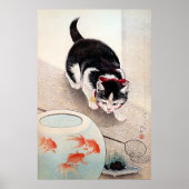 Kat en goudvissenkom kunstwerk, poster (Voorkant)