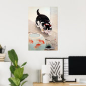 Kat en goudvissenkom kunstwerk, poster (Thuiskantoor)