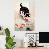 Kat en Goudvissenkom Poster (Thuiskantoor)