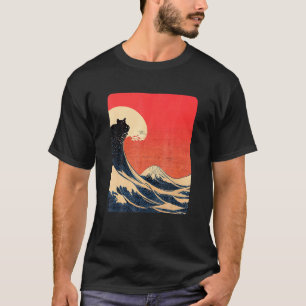 Kat en Grote Golf van Kanagawa Japanse Esthetiek T-shirt