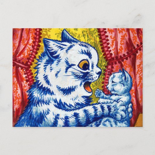 Kat en haar kittens briefkaart (Voorkant)