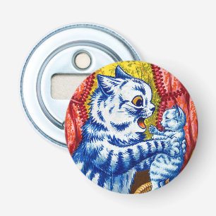 Kat en haar kittens button flesopener