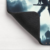 Kat en heks vliegen op een bezemsteel muismat (Hoek)