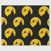 Kat en heks vliegen op een broomstick cadeaupapier (Vlak)