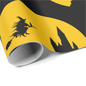 Kat en heks vliegen op een broomstick cadeaupapier (Rol Hoek)