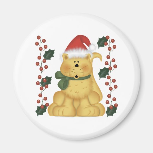 Kat en Holly Kerstmagneet Magneet (Voorkant)