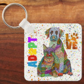 Kat en hond adopteren geen Sleutelhanger (Voorkant)