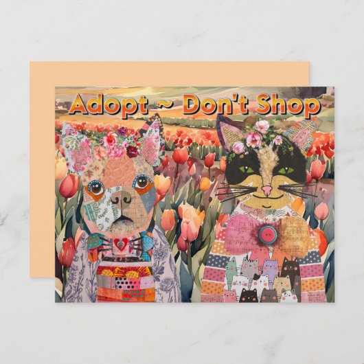 Kat en hond adopteren geen Wenskaart Kaart (Voorkant / Achterkant)