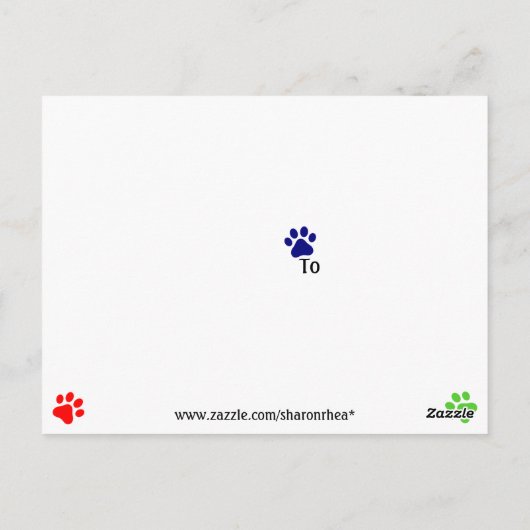 Kat en Hond Dank U Briefkaart (Achterkant)