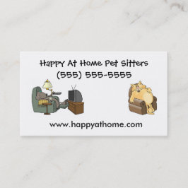 Kat en Hond die TV in Stoelen kijken Hond Walker Visitekaartje