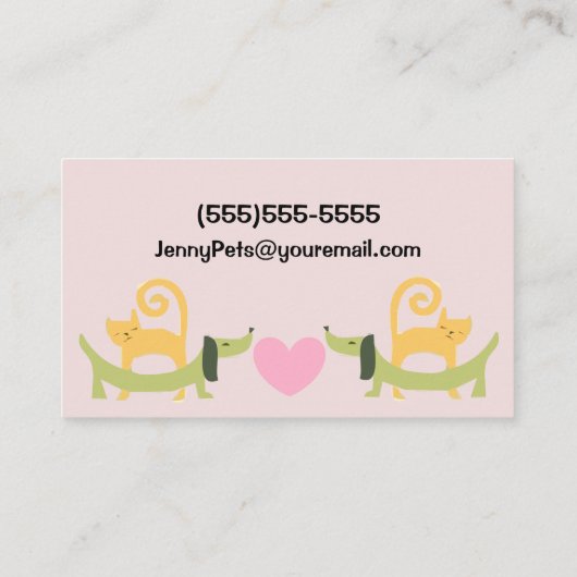 Kat en hond Druk Schattige Pet Sitter af Visitekaartje (Achterkant)