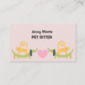 Kat en hond Druk Schattige Pet Sitter af Visitekaartje (Voorkant)