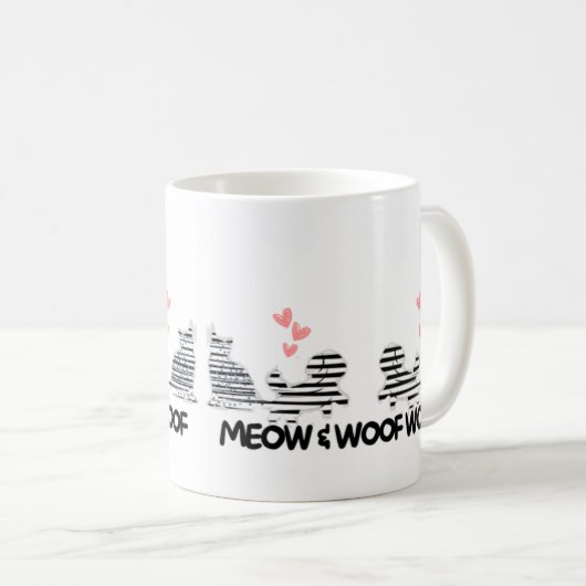 Kat en hond houden van thema mok (Voorkant rechts)