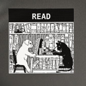 Kat en hond in de bibliotheek magneet