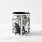 Kat en hond in de bibliotheek mok (Midden)