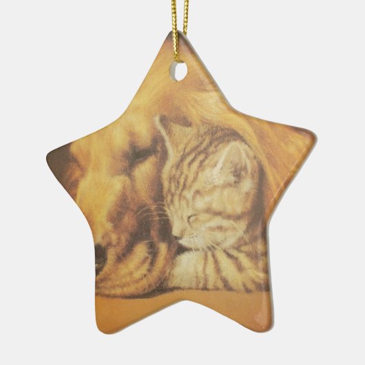 Kat en hond keramisch ornament (Links)