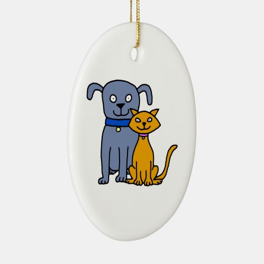 Kat en hond keramisch ornament (Rechts)