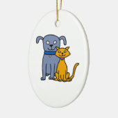 Kat en hond keramisch ornament (Links)