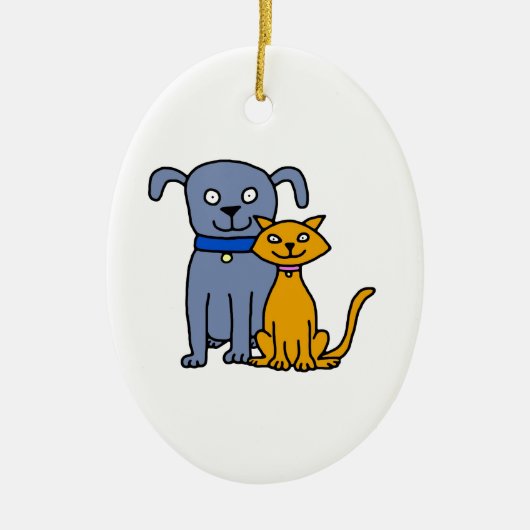 Kat en hond keramisch ornament (Voorkant)