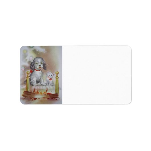 Kat en Hond Kerstmis Etiket (Voorkant)