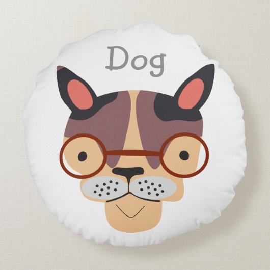 Kat en Hond kind illustratiekussen Rond Kussen (Achterkant)