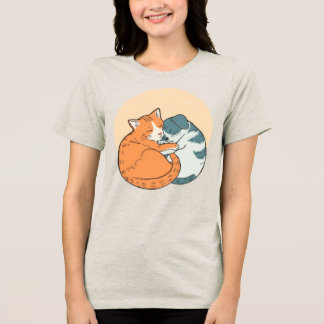 Kat en Hond Knuffelen Leuke Dieren Illustratie Tri-Blend Shirt