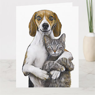 KAT EN HOND KUNST LIEFDE ROMANTISCHE KAARTEN KAART