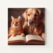 Kat en hond lezen van een boek (Achterkant)