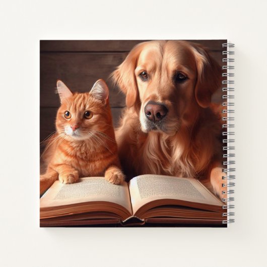 Kat en hond lezen van een boek (Achterkant)