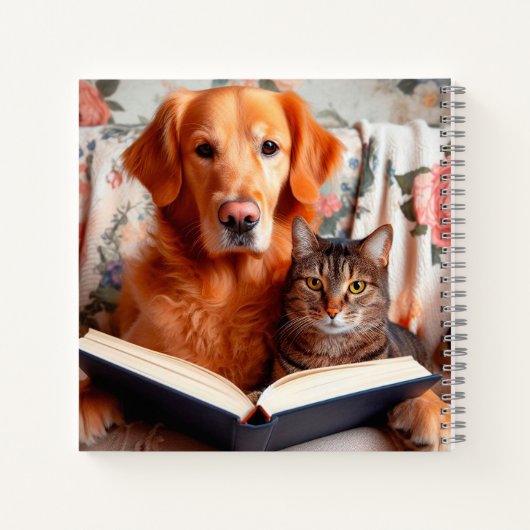 Kat en hond lezen van een boek (Achterkant)