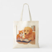 Kat en hond lezen van een boek tote bag (Achterkant)