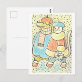 Kat en Hond Mailing Letter Illustratie Briefkaart (Voorkant / Achterkant)