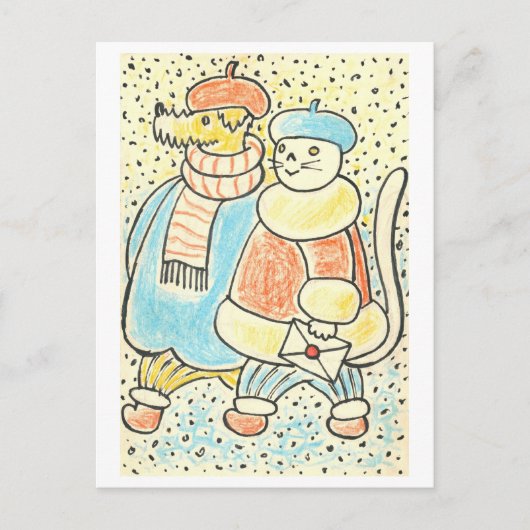 Kat en Hond Mailing Letter Illustratie Briefkaart (Voorkant)