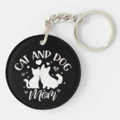 Kat en hond Mama Meisje Lover Honden Katten Moeder Sleutelhanger (Achterkant)