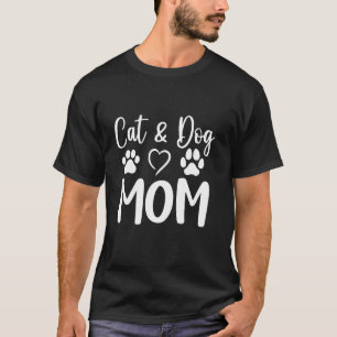 Kat en Hond Mama Pet Lover Voor Vrouwen Mama Mot T-shirt