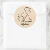 Kat en Hond met Gepersonaliseerde Naam Sticker (Tas)