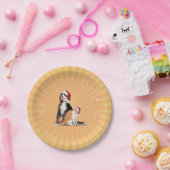 Kat en hond met Santa Hats Papieren Bordje (Feest)