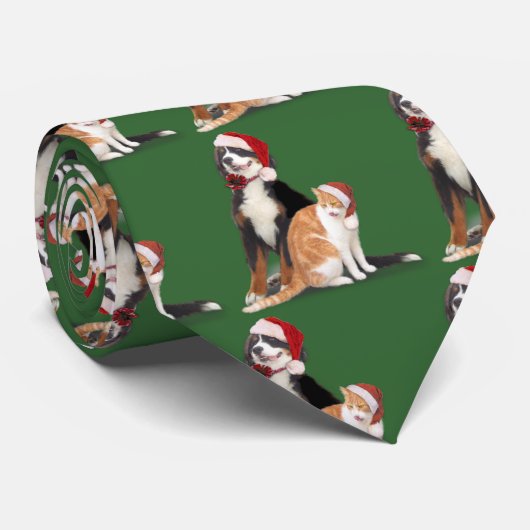Kat en hond met Santa Hats Stropdas (Opgerold)