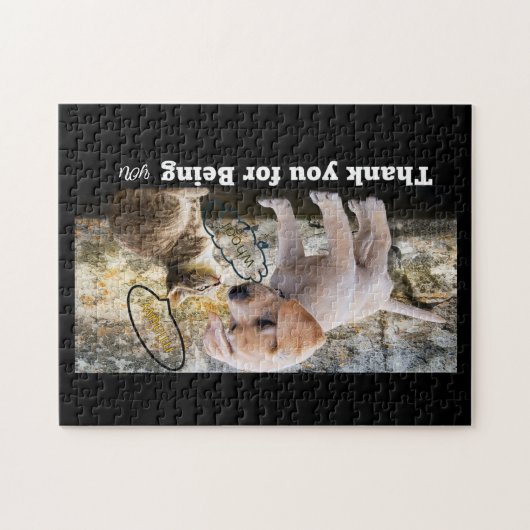 Kat en hond met tekst bedankt legpuzzel (Horizontaal)