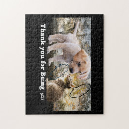 Kat en hond met tekst bedankt legpuzzel