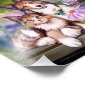 Kat en hond op een bank foto afdruk (Hoek)