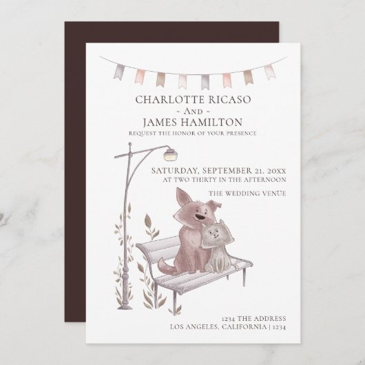 Kat en hond op een proefkonijn aankondiging (Voorkant / Achterkant)