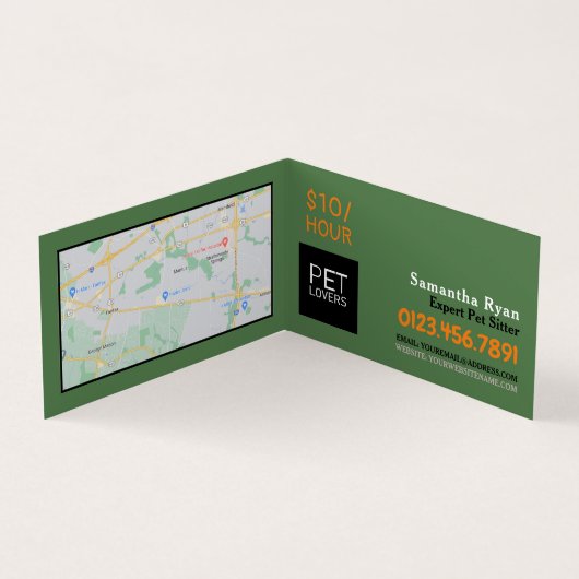 Kat en hond, Pet Sitting Service Gedetailleerd Visitekaartje (Binnen)