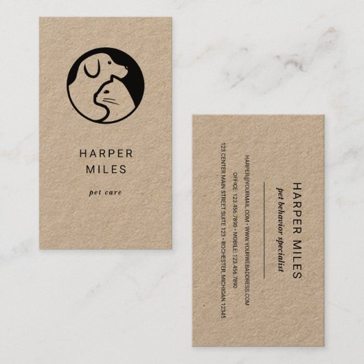Kat en hond puzzel logo visitekaartje (Voorkant / Achterkant)
