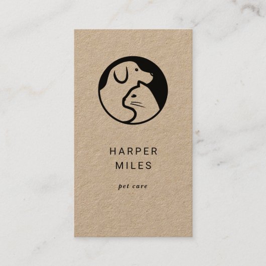 Kat en hond puzzel logo visitekaartje (Voorkant)